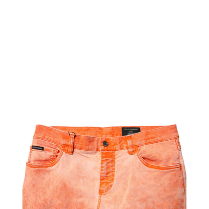 Dolce & Gabbana Orange Tie Dye Cotton Skinny Men Denim Jeans