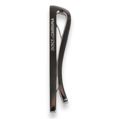 Dolce & Gabbana Silver Tone Brass Logo Branded Tie Clip Bar