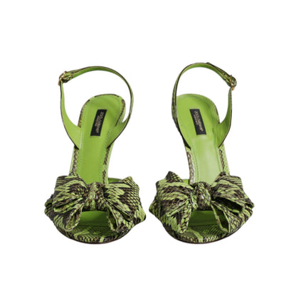 Dolce & Gabbana Green Python Leather Heels Sandals Shoes 1728,67345645728,Dolce & Gabbana,EU35.5/US5,EU35/US4.5,EU36.5/US6,EU36/US6,EU37.5/US7,EU38.5/US8,EU38/US7.5,EU39.5/US9,EU40/US9.5,Green,Material: 90% Molurus Python 4% Calf Leather 3% PU 2% Polyeste
