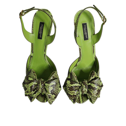 Dolce & Gabbana Green Python Leather Heels Sandals Shoes 1728,67345645728,Dolce & Gabbana,EU35.5/US5,EU35/US4.5,EU36.5/US6,EU36/US6,EU37.5/US7,EU38.5/US8,EU38/US7.5,EU39.5/US9,EU40/US9.5,Green,Material: 90% Molurus Python 4% Calf Leather 3% PU 2% Polyeste
