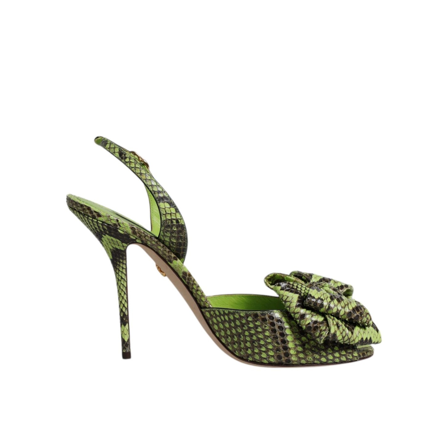 Dolce & Gabbana Green Python Leather Heels Sandals Shoes 1728,67345645728,Dolce & Gabbana,EU35.5/US5,EU35/US4.5,EU36.5/US6,EU36/US6,EU37.5/US7,EU38.5/US8,EU38/US7.5,EU39.5/US9,EU40/US9.5,Green,Material: 90% Molurus Python 4% Calf Leather 3% PU 2% Polyeste
