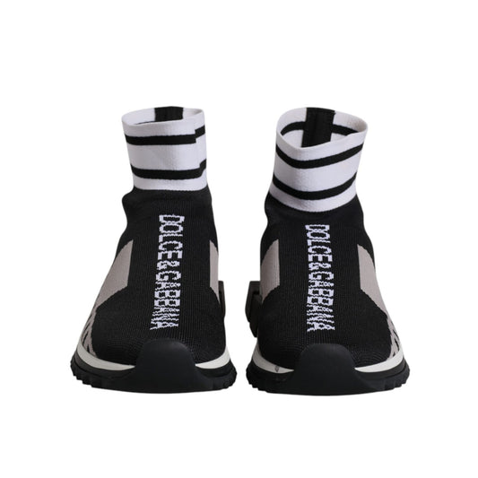 Dolce & Gabbana Black Gray Sorrento Socks Women Sneakers Shoes