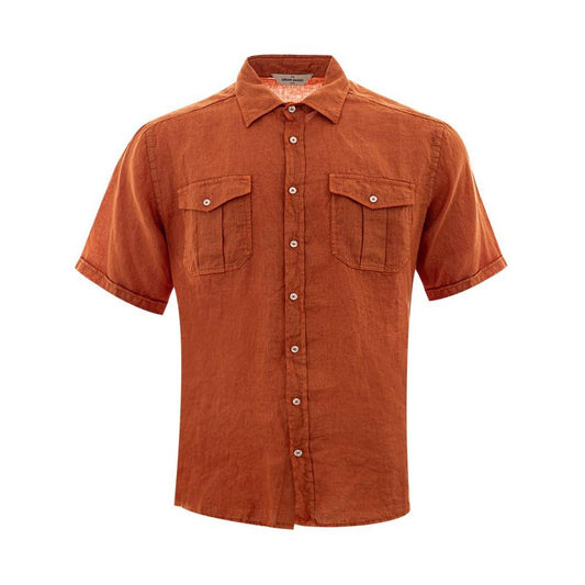 Gran Sasso Elegant Linen Brown Shirt for Men Gran Sasso Sienna