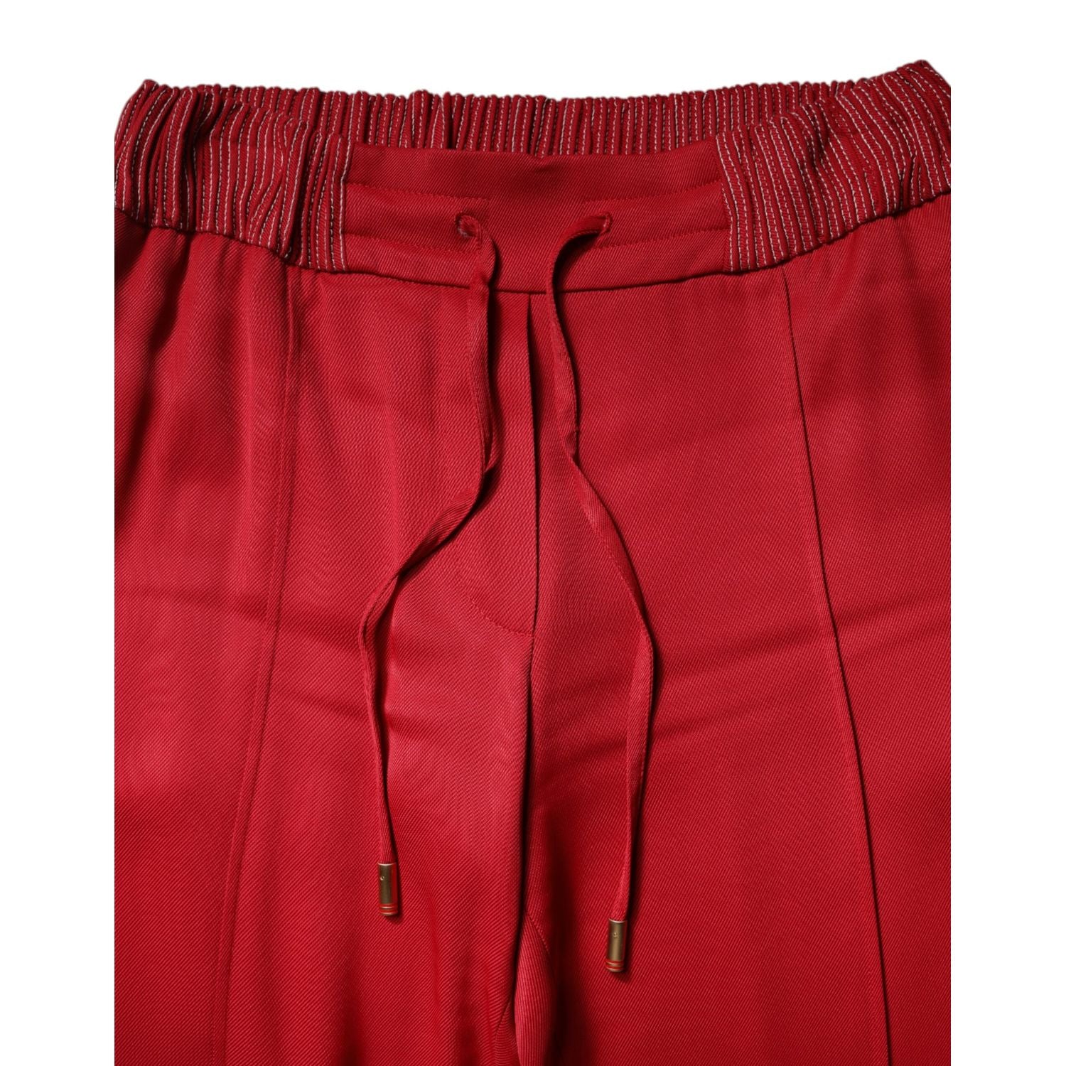 Dolce & Gabbana Red Viscose Straight Fit Pants