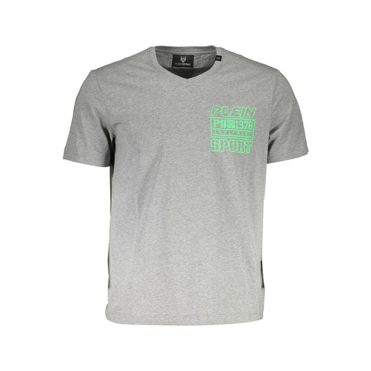 Plein Sport Gray Cotton Men T-Shirt