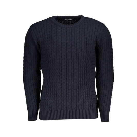 U.S. Grand Polo Elegant Crew Neck Twisted Blue Sweater U.S. Grand Polo Dark Slate Gray