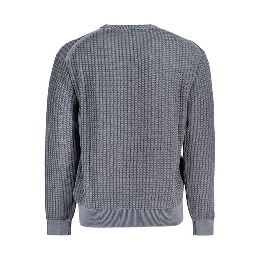 Hugo Boss Blue Cotton Men Sweater Hugo Boss Dim Gray