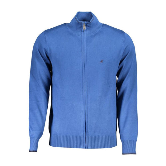 U.S. Grand Polo Elegant Long Sleeve Zip Cardigan with Embroidery U.S. Grand Polo Steel Blue