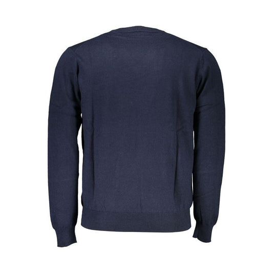 Harmont & Blaine V-Neck Embroidered Blue Sweater Harmont & Blaine Dark Slate Gray