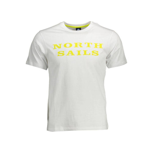 North Sails White Cotton Men T-Shirt North Sails Light Gray