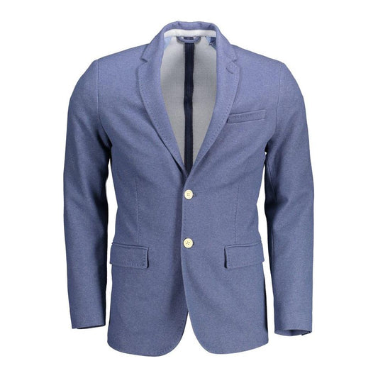 Gant Blue Polyester Men Jacket Gant Slate Gray