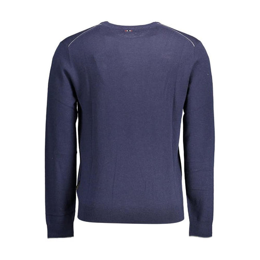 Napapijri Blue Wool Men Sweater Napapijri Dark Slate Gray