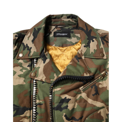 Dolce & Gabbana Multicolor Camouflage Nylon Biker Jacket