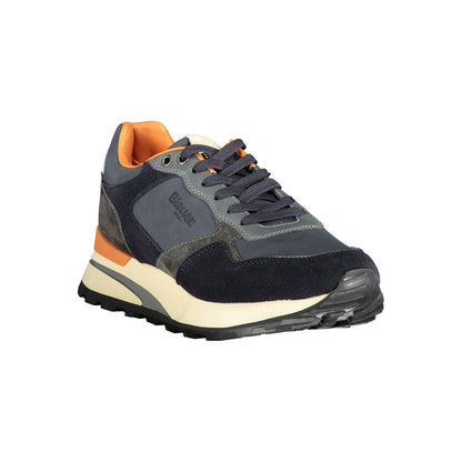 Blauer Blue Polyurethane Men Sneaker 1728,67403481248,Athletic - Sneakers - Shoes,Blauer,Blue,EU40/US7,EU41/US8,EU42/US9,EU43/US10,EU44/US11,EU45/US12,Men,New with tags,Shoes,Sneakers - Shoes