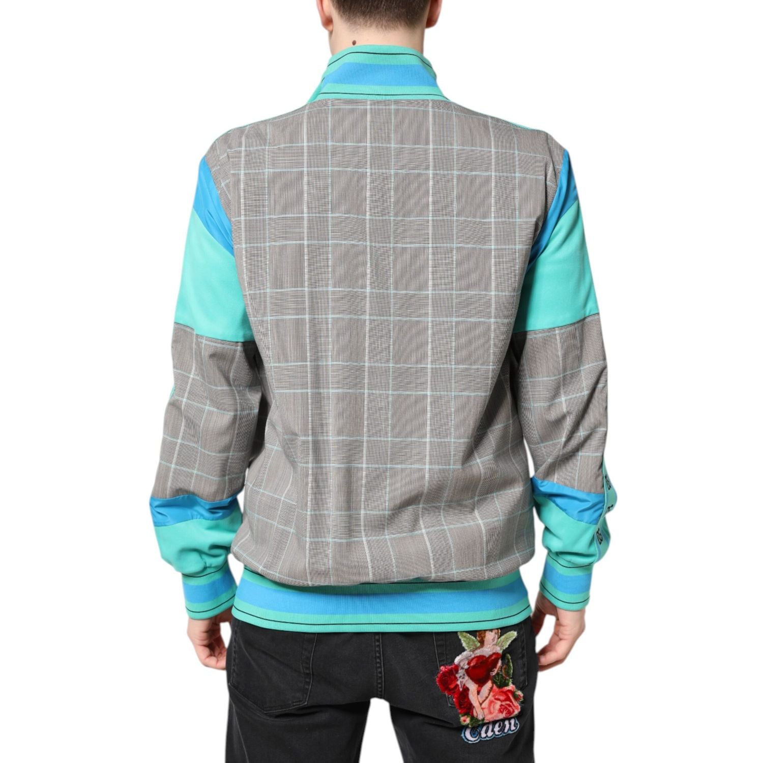 Dolce & Gabbana Multicolor Plaid Full Zip Windbreaker Jacket