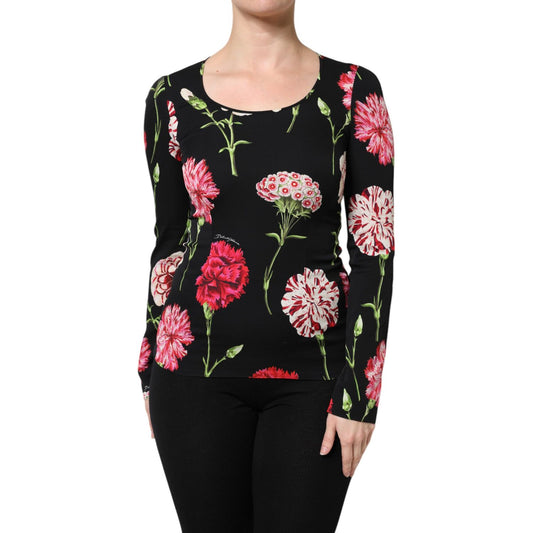Dolce & Gabbana Black Floral Long Sleeve Women Blouse Top Dolce & Gabbana