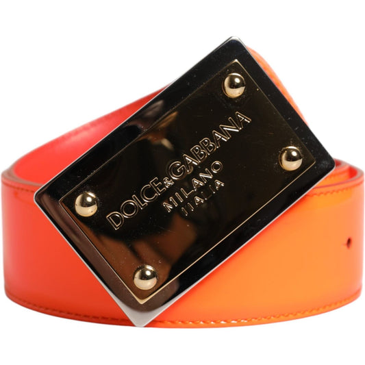 Dolce & Gabbana Orange Gold Tone Metal Logo Buckle Belt Dolce & Gabbana
