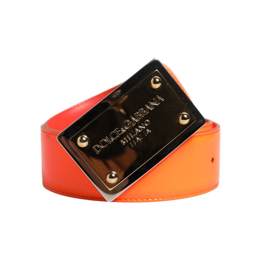 Dolce & Gabbana Orange Gold Tone Metal Logo Buckle Belt Dolce & Gabbana