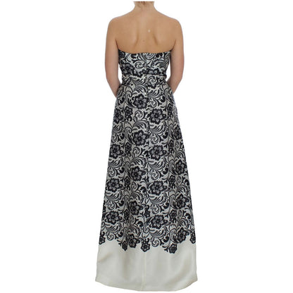 Dolce & Gabbana White Floral Lace Silk Corset Maxi Dress Dolce & Gabbana