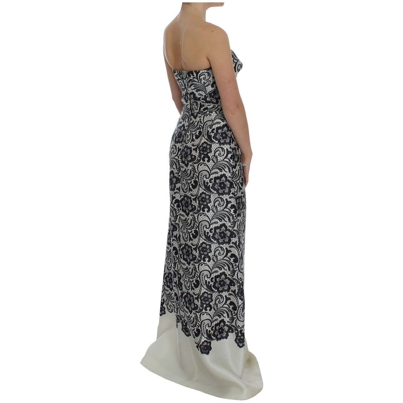 Dolce & Gabbana White Floral Lace Silk Corset Maxi Dress Dolce & Gabbana