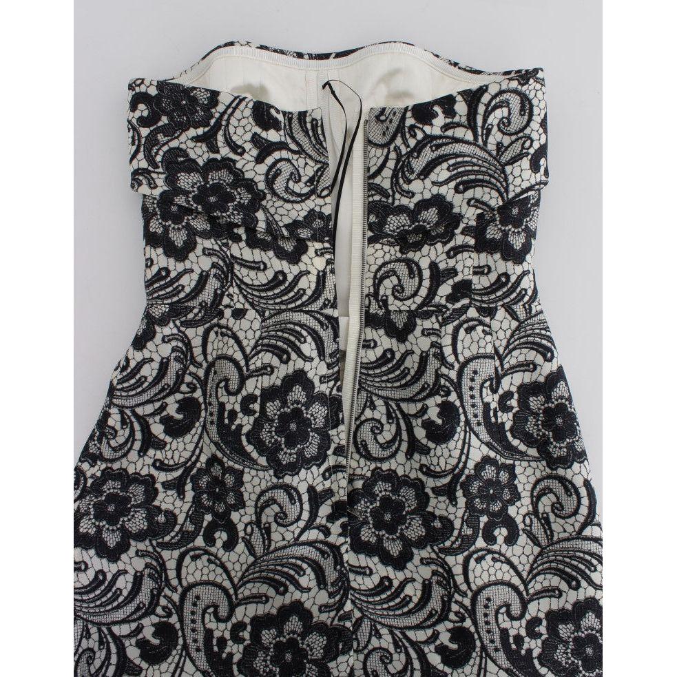 Dolce & Gabbana White Floral Lace Silk Corset Maxi Dress Dolce & Gabbana