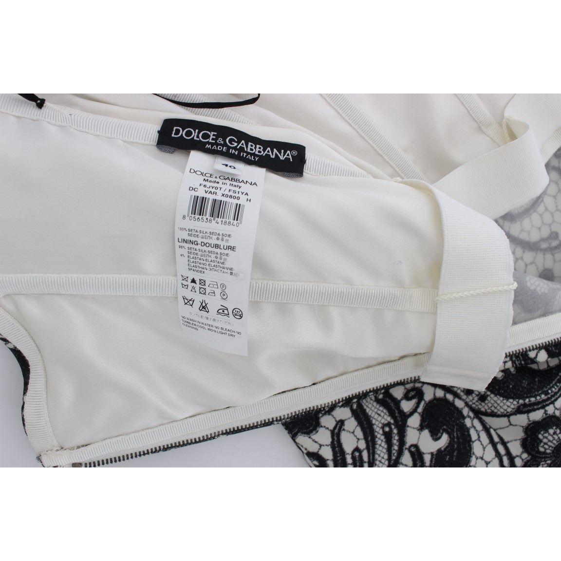 Dolce & Gabbana White Floral Lace Silk Corset Maxi Dress Dolce & Gabbana