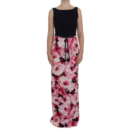 Dolce & Gabbana Pink Floral Print Long Maxi Sheath Dress
