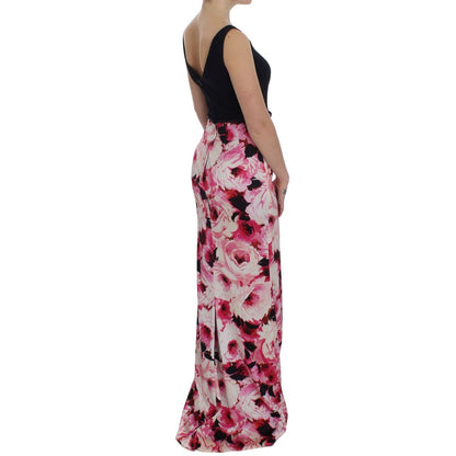 Dolce & Gabbana Pink Floral Print Long Maxi Sheath Dress