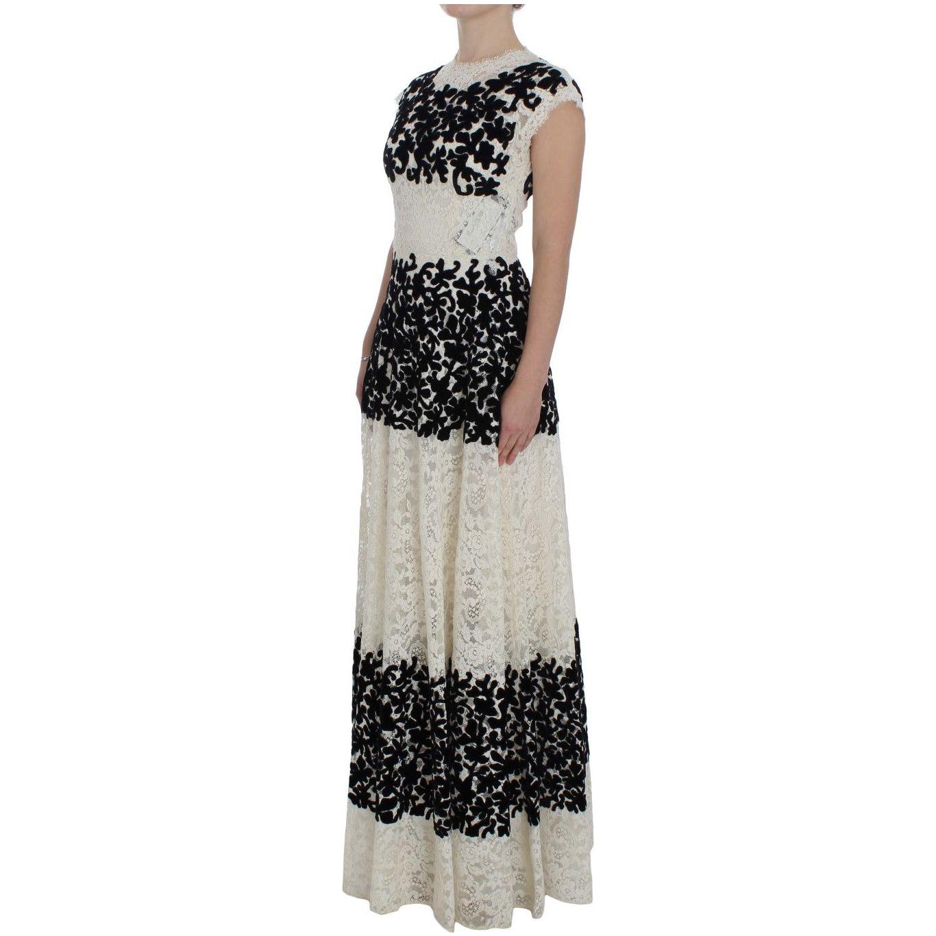 Dolce & Gabbana Elegant Floral Lace Cap Sleeve Maxi Dress Dolce & Gabbana