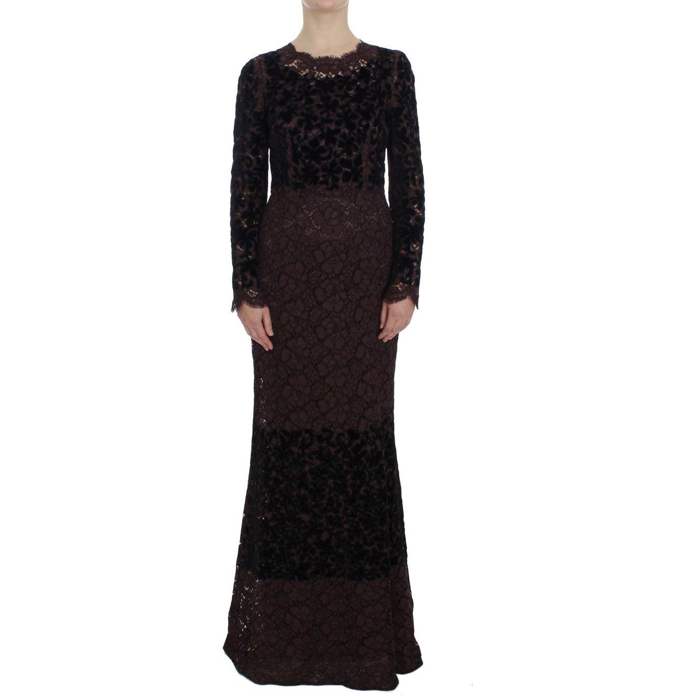 Dolce & Gabbana Purple Floral Lace Ricamo Maxi Dress Dolce & Gabbana