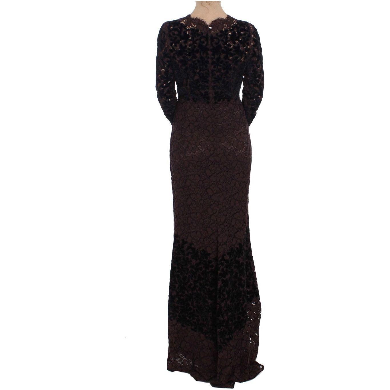 Dolce & Gabbana Purple Floral Lace Ricamo Maxi Dress Dolce & Gabbana