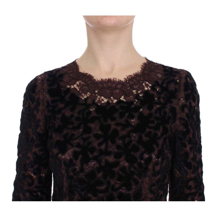 Dolce & Gabbana Purple Floral Lace Ricamo Maxi Dress Dolce & Gabbana