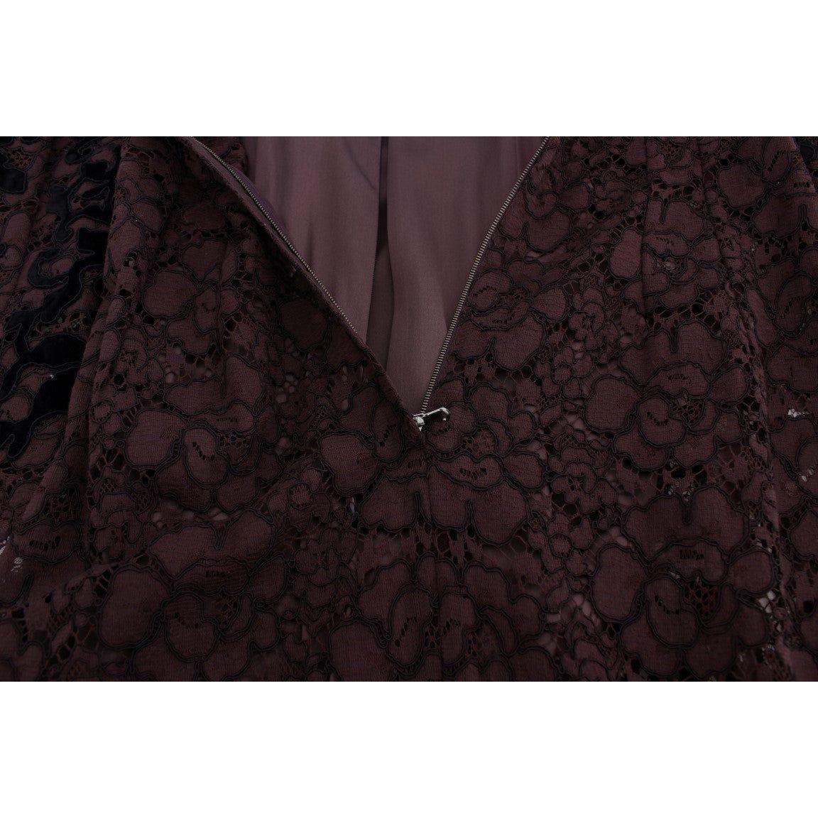 Dolce & Gabbana Purple Floral Lace Ricamo Maxi Dress Dolce & Gabbana