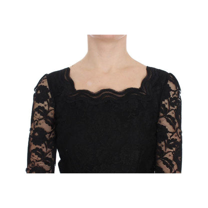 Dolce & Gabbana Black Floral Lace Long Ball Maxi Dress Dolce & Gabbana