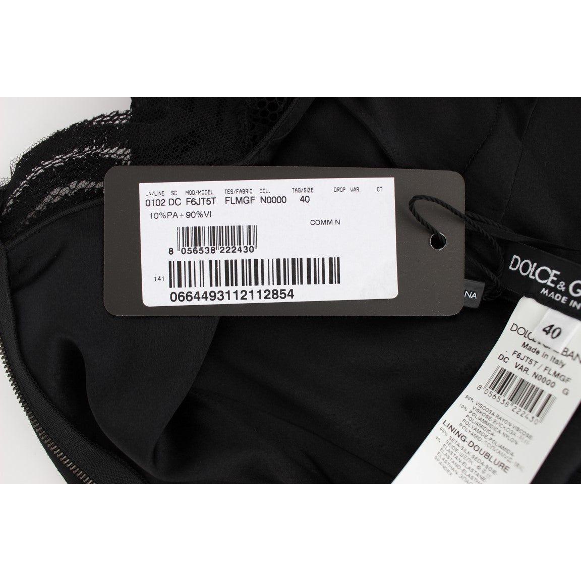 Dolce & Gabbana Black Floral Lace Long Ball Maxi Dress Dolce & Gabbana