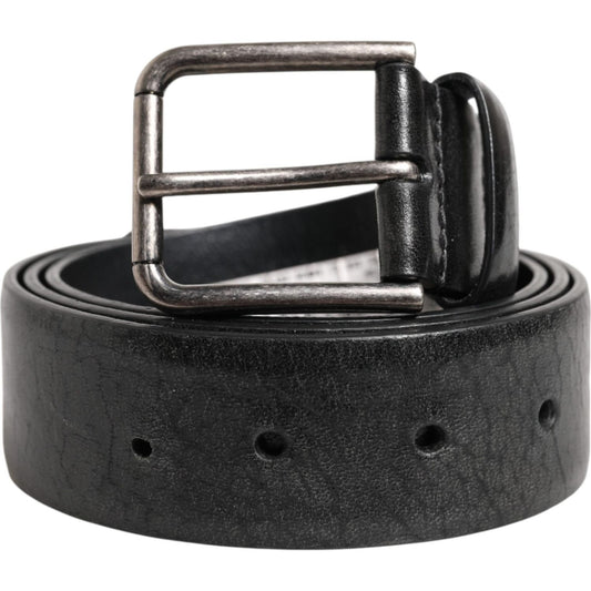 Dolce & Gabbana Black Classic Leather Metal Buckle Belt