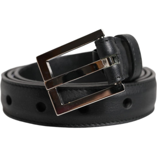 Dolce & Gabbana Black Classic Calfskin Leather Buckle Belt