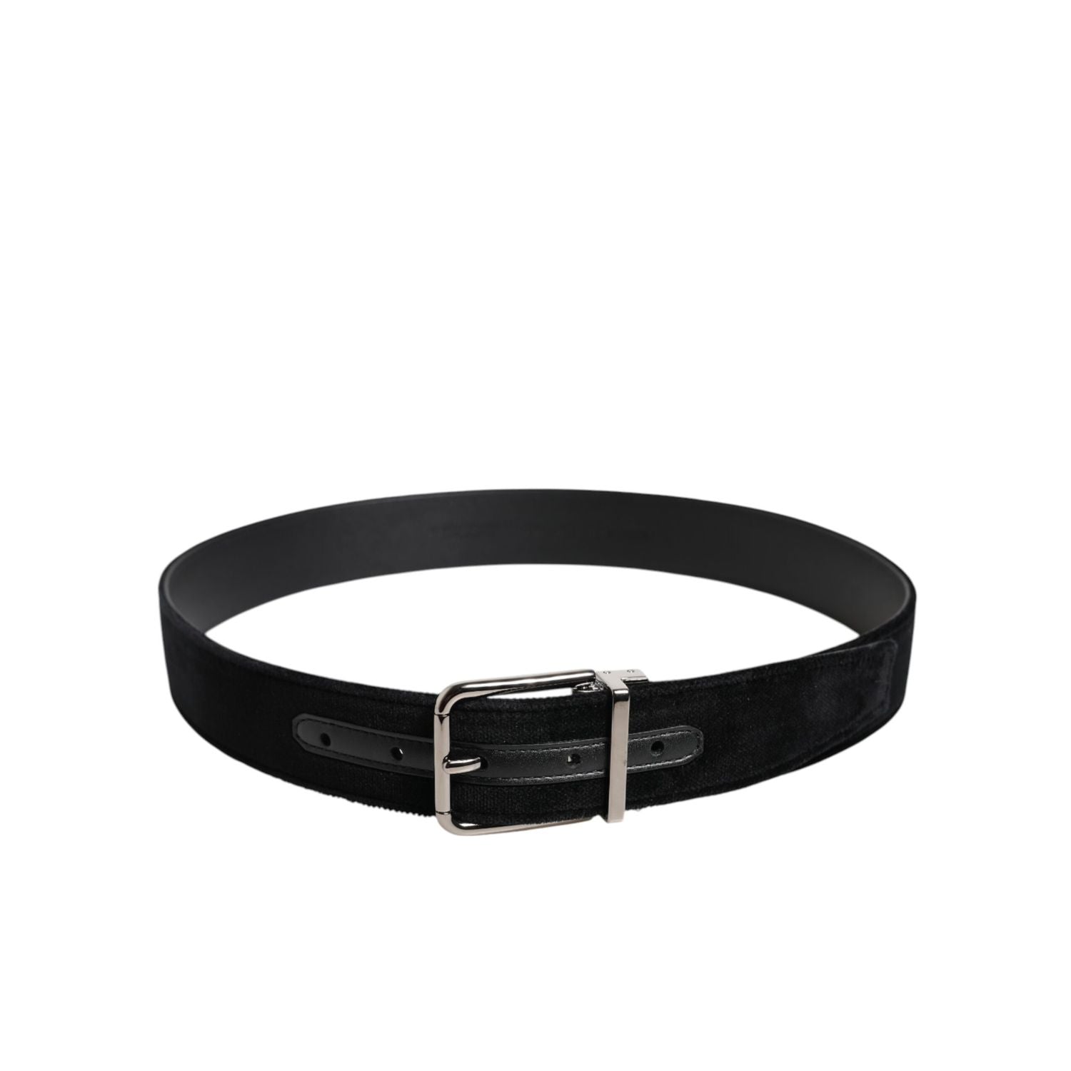 Dolce & Gabbana Black Cotton Silver Metal Buckle Belt