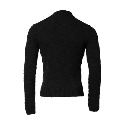 Dolce & Gabbana Black Wool Knit Crew Neck Pullover Sweater