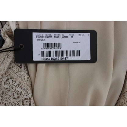 Dolce & Gabbana Beige Ricamo Cutout Cotton Sheath Dress Dolce & Gabbana