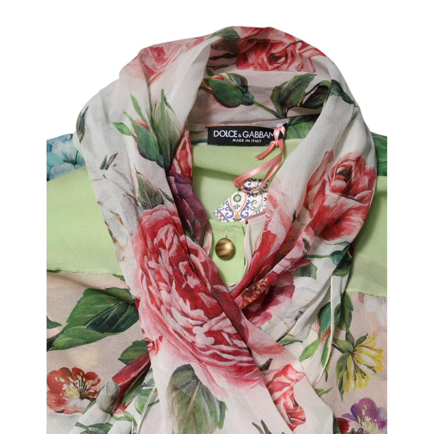 Dolce & Gabbana Multicolor Floral Patchwork Long Sleeves Top