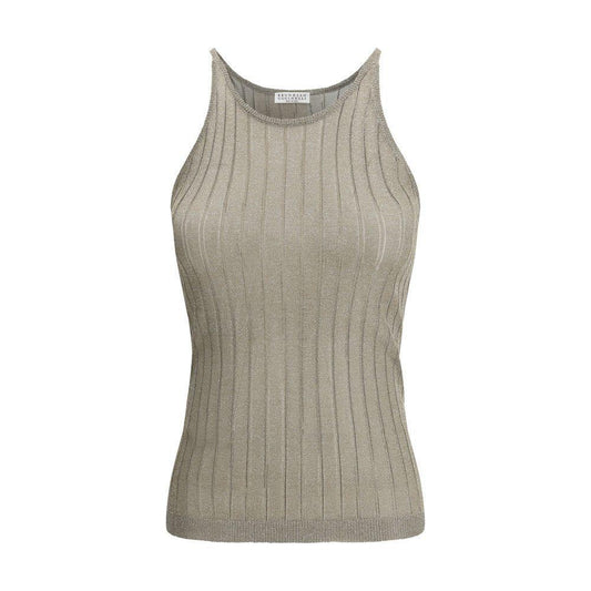 Brunello Cucinelli Lurex Tank Top 1728,72470364320,Brunello Cucinelli,Clothing,Gold,L,New with tags,S,Women,Women - Clothing,XL Brunello Cucinelli BR-MMF849910C2983-XL