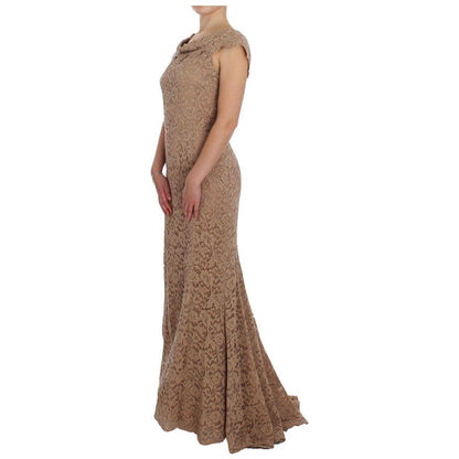 Dolce & Gabbana Pink Floral Lace Full Length Sheath Dress Dolce & Gabbana