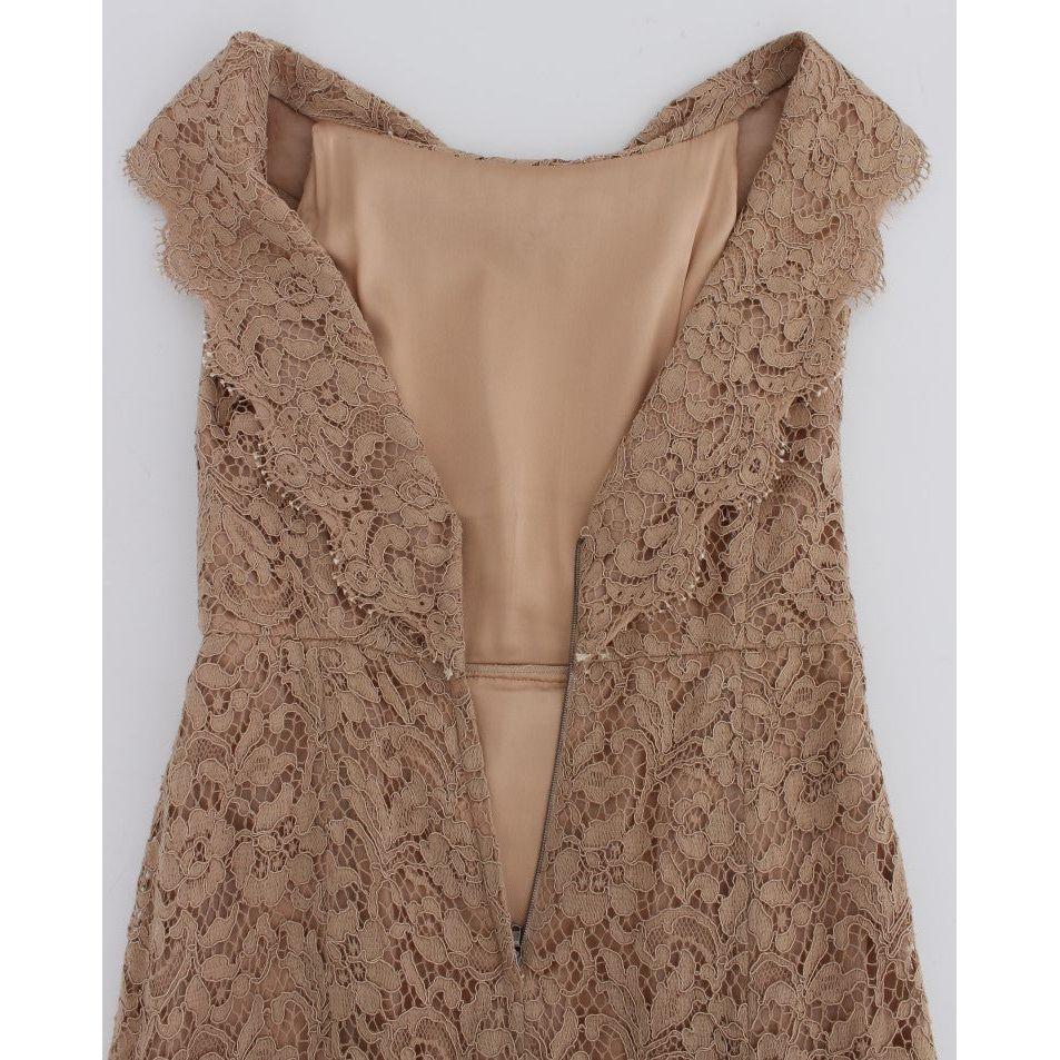 Dolce & Gabbana Pink Floral Lace Full Length Sheath Dress Dolce & Gabbana