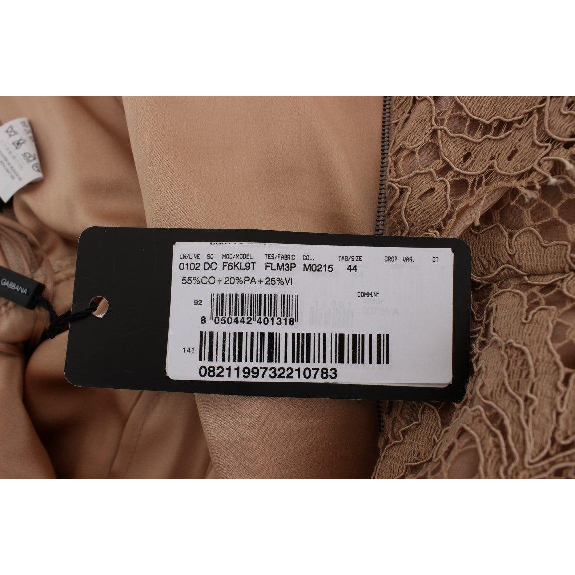 Dolce & Gabbana Pink Floral Lace Full Length Sheath Dress Dolce & Gabbana