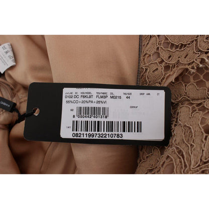 Dolce & Gabbana Pink Floral Lace Full Length Sheath Dress Dolce & Gabbana