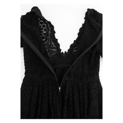 Dolce & Gabbana Black Ricamo Knitted Full Length Maxi Dress Dolce & Gabbana