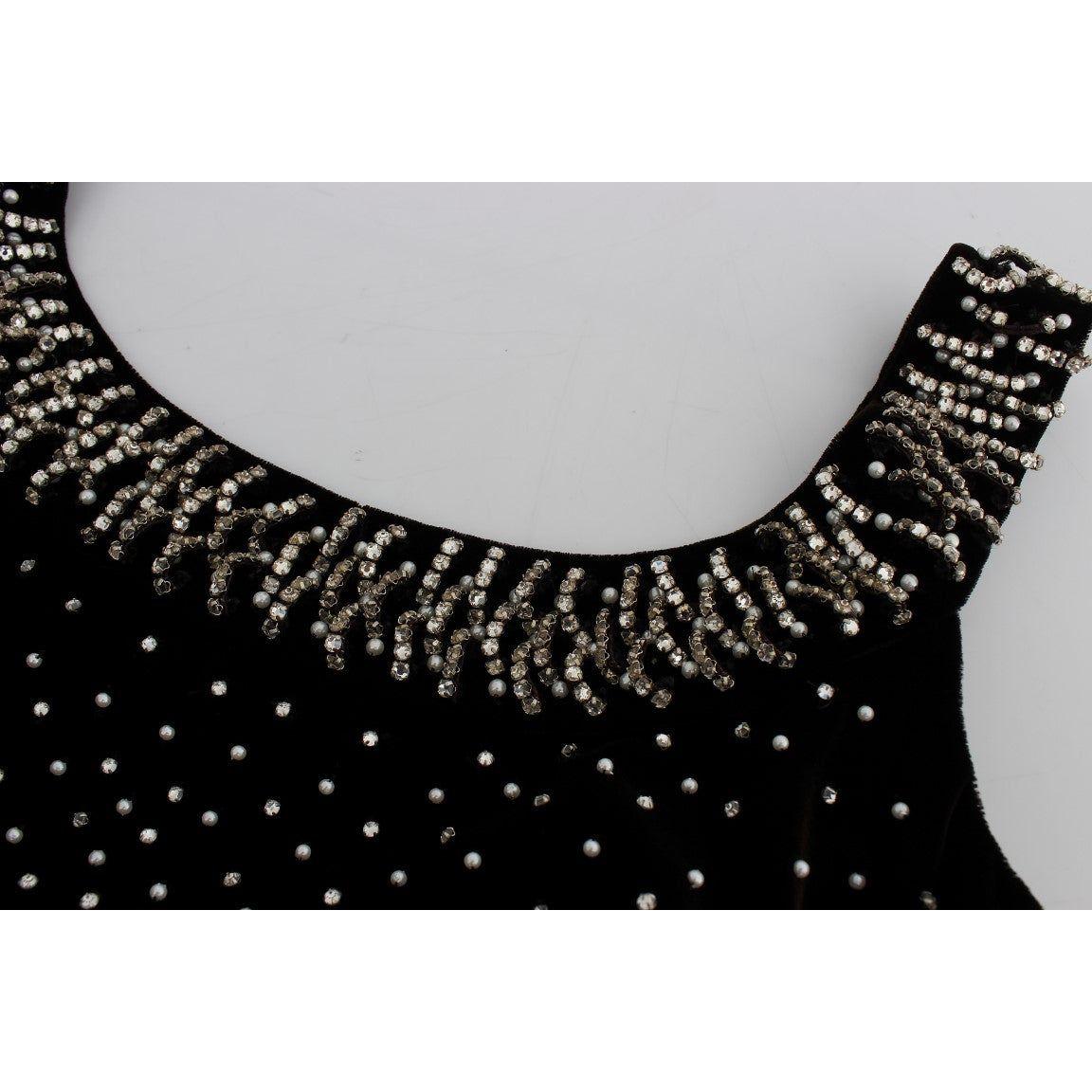 Dolce & Gabbana Brown Velvet Crystal Sheath Gown Dress Dolce & Gabbana