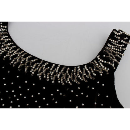 Dolce & Gabbana Brown Velvet Crystal Sheath Gown Dress Dolce & Gabbana