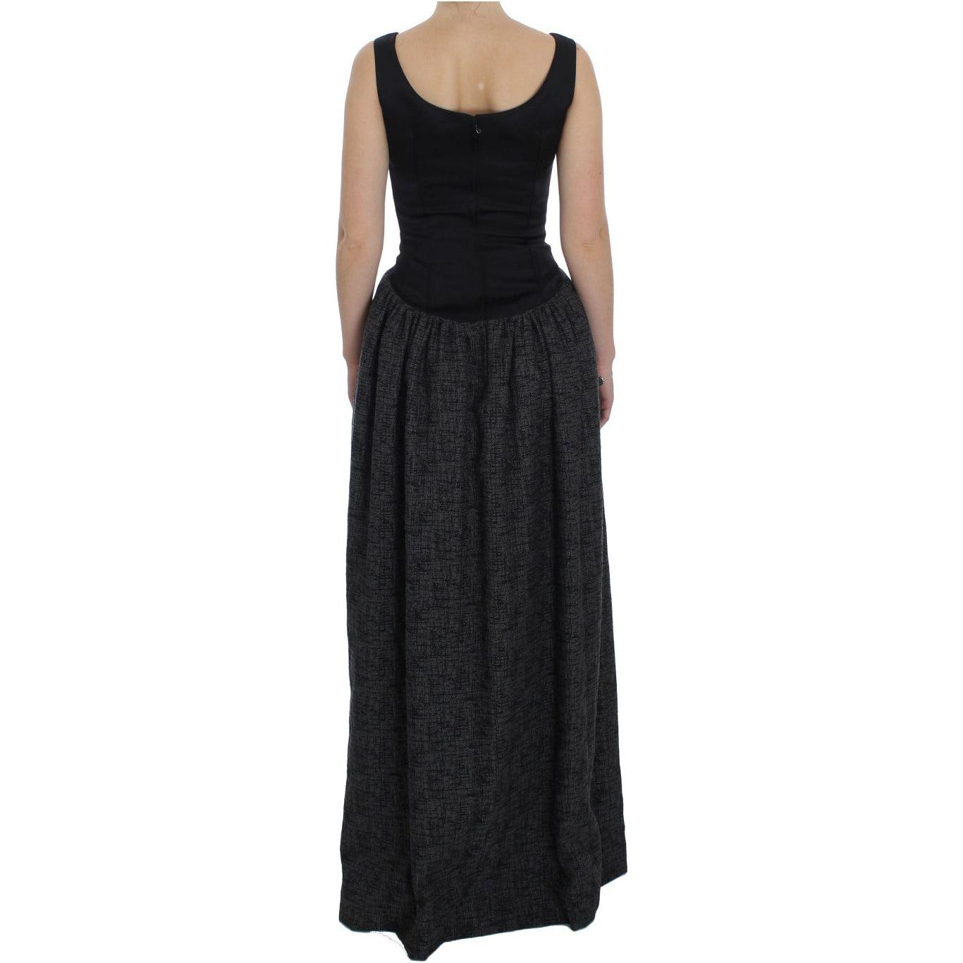 Dolce & Gabbana Black Gray Sheath Gown Full Length Dress